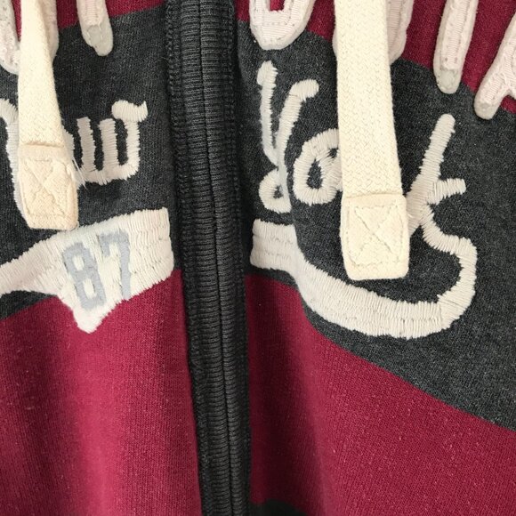 Aeropostale Hoodie brown sherpa lined full zip spell out brown/red unisex XXL - Picture 4 of 9